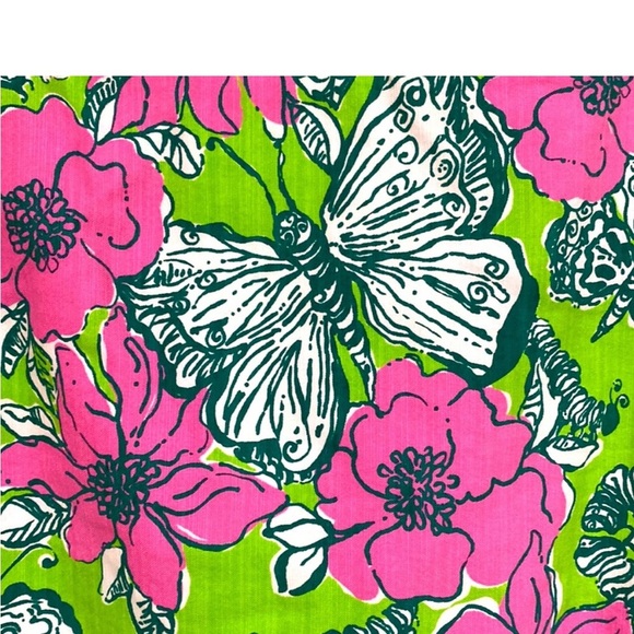 Lilly Pulitzer Roslyn Lattice Butterfly Pink Green Bloomin Cocoonin Skirt 8 VTG - Picture 3 of 5